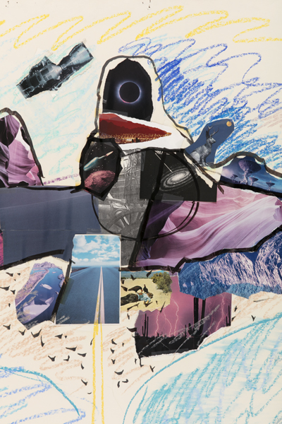 colorful drawing and collage on paper